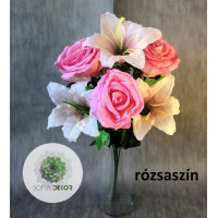 Rózsa-liliom csokor x7 43cm  (TÖBB SZÍNBEN!)